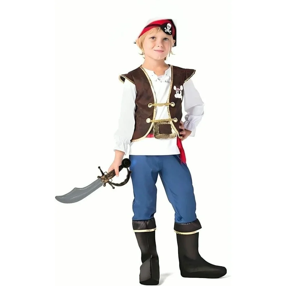 Toddler Kids Pirate Halloween Costume Size 3T Sword Eye Patch Bandana B1